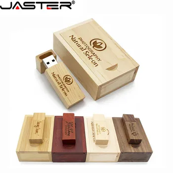 JASTER (daugiau nei 1 VNT. nemokamai LOGOTIPĄ), Fotografijos medinė usb + box usb flash drive, memory stick pendrive 16GB 32GB 64GB vestuvių dovanos
