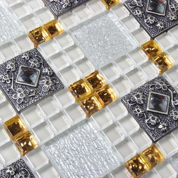 Prabangus Retro Rudo Stiklo Derva Diamond Mozaikos Plytelių, 