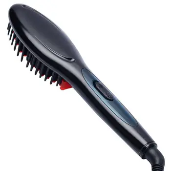 Skaitmeninis Elektriniai Plaukų ištiesinimo priemonės Šepetys Šukos plaukų iššukavimo Tiesinimo Lygintuvai Plaukų Šepetys ES Kištukas:juoda