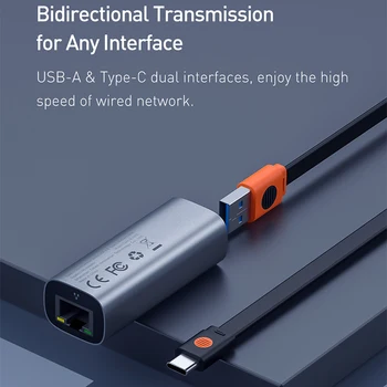 Baseus USB Ethernet Adapter USB Tinklo Kortelę, RJ45 Lan Windows 10 Xiaomi Mi Box 3 Nintend Jungiklis, 
