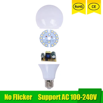 10vnt E27 LED Lemputės, b22, LED Lempos 110V, 220V 21W 15w 12w 9w 7w 3w Led Šiltai Balta Šalta Balta Šviesos Namų Dekoracija LED Šviesos