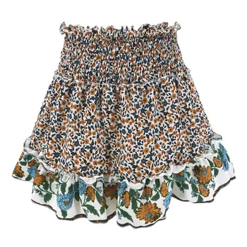 Vasaros Atsitiktinis moterų mini Elegantiška vintage sijonai moterų 2020 m. mados aukštos juosmens spausdinti seksualus susiuvimo Sijonas moterų sijonai