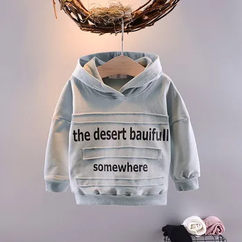 GEMTOT Vaikų hoodie 2019 m. pavasarį ir rudenį new baby vaikų medvilnės megztinis laišką susiuvimo marškinėliai su gobtuvu