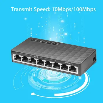 Mini POE LAN Ethernet Tinklo Desktop Switch 8 Port 10/100Mbps Fast Hub Tinklo Jungiklis Koncentratorius Aukštos kokybės Adapteris