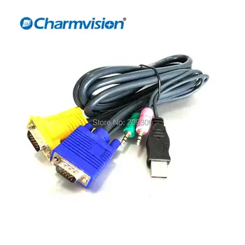 Charmvision KVM originalus USB VGA Audio Mic multi-interface KVMa Switcher Kabelis USB KVM switch link cable 1,8 m 3m 5m pratęsimo