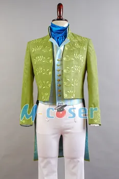 Prince Charming Kostiumas Žalia Uniforma Suit Apranga Kailis Cosplay Kostiumų Kostuem Pilnas komplektas