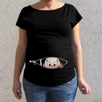Moterų Motinystės Trumpas Rankovės Animacinių filmų Spausdinti Viršūnės T-shirt Nėštumo Drabužių Vasaros Nėštumo Drabužiai Juokinga 2020 m.