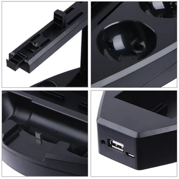 PS4 Priedai PS VR Akinių Laikiklis Dual Charging Dock for PS Move Controller Dualshock4 Kreiptuką PS4 Įkroviklis Žaidimo Disko Saugojimo