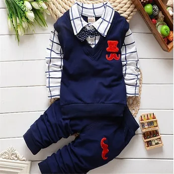 BibiCola naują pavasario rudens kūdikių berniukų drabužiai nustatyti medvilnės berniukų marškinėliai+kelnės sportinis kostiumas nustatyti vaikų džentelmenas drabužių rinkinys