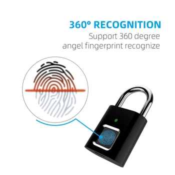 Mini Smart Biometrinių Thumbprint Durų Spynos Įkrovimo Durų Užraktas, pirštų Atspaudų Smart Spynos, USB Keyless Greitai Atrakinti