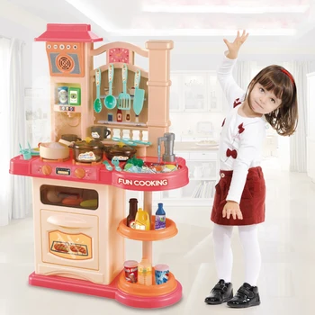 Kūdikių Šviečia 40pcs Virtuvės Žaislų Rinkinys Mergaičių Žaislas Virtuvės Modeliavimas Virimo Žaislų Rinkinys 76CM/30IN Tėvų ir vaikų Vaikai Virtuvės Dovana