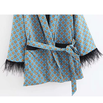 Elegantiškas moterų 2018 m. rudenį naujų prarasti kutas ilgomis rankovėmis kimono švarkas Laisvalaikio