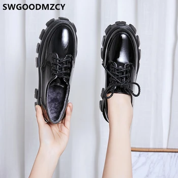 Platformos Batai Oksfordo Bateliai Moterims Šliaužtinukai Moteriški Batai Komfortą Black Butai Sepatu Wanita Korėja Zapatos De Charol Mujer 2020 M.