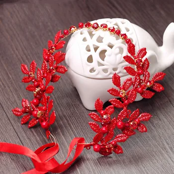 Mados derliaus raudona/balta Alyvuogių filialas stilius princesė headpieces vestuvių plaukų aksesuarai gėlių kristalų priedai