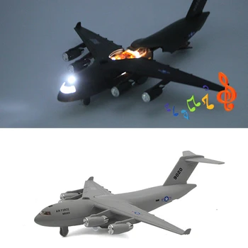 1/32 C17 Taktinių Transporto Lėktuvų Diecast Metal Lėktuvo Plokštuma, atitraukti Muzikos LED Modelis Stalo Dekoras Vaikų Žaislas Dovana