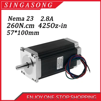 NEMA 23 CNC Stepper motor 57x100mm 2.8 260N.cm D=8mm 425Oz-į Nema23 CNC Router frezavimo Graviravimo staklės, 3D spausdintuvas.