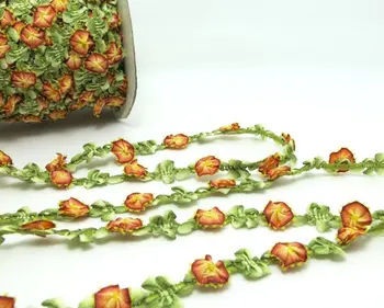 2 Metrų Austi Rokoko Juostelės Apdaila su Rožių Žiedų Pumpurai|Dekoratyvinių Gėlių Juostelės|Iškarpos Medžiagos|Drabužių|Dekoras