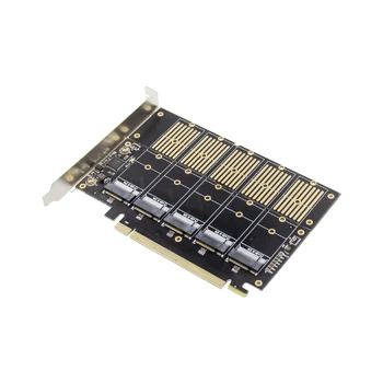 PCIe Gen3 X16 5 Uostuose M. 2 NGFF B-Raktas SATA 6Gbps Adapteris Plėtros Kortelę ar Pridėti 5x B-raktas SSD arba SATA Kietąjį Diską prie KOMPIUTERIO