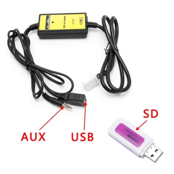 Automobilinis Audio Adapteris CD Keitiklis MP3 Sąsaja AUX, SD, USB Duomenų Kabelis 2x6Pin Toyota Camry 