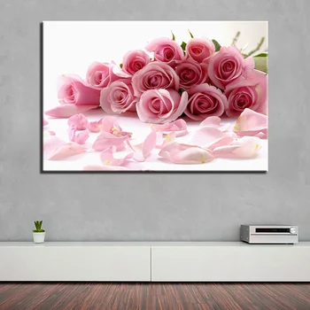Embelish 1 Vnt Didelių Rožinių Rožių Puokštė Gėlių Sienos Menas Nuotraukas Kambarį Šiuolaikinės Drobė, Tapyba Namų Dekoro Plakatai