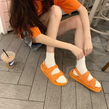2021 Korėja Stiliaus Mados Paplūdimio Sandalai Moteriška Romos Sandalas Platforma Sagtis Vasaros Bateliai Moteris Preppy Sandalias Avalynė SH366