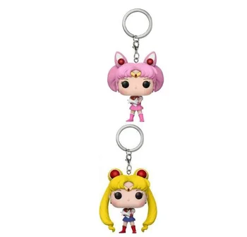 FUNKO POP Sailor Moon & Sailor Chibi Mėnulis kišenėje pop Keychain žaislas veiksmų Skaičius, Kolekcines, Žaislai vaikams su mažmeninės langelyje