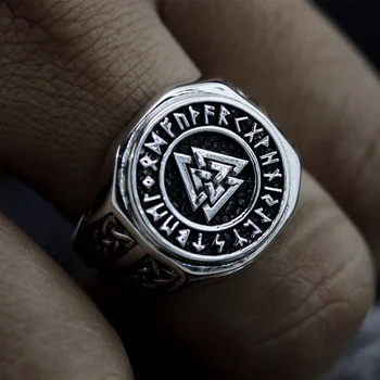 Valknut Viking Nerūdijančio Plieno Simbolis Žiedas Mens Skandinavų Celtics Mazgas Rune Vainikams Šiaurės Amuletas Papuošalai