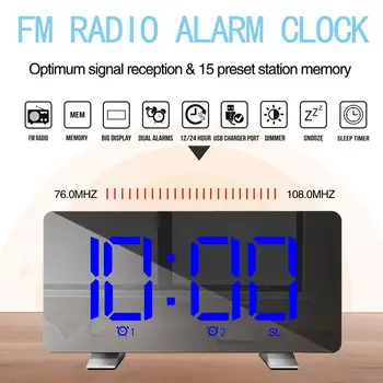 LED Skaitmeninis Ekranas USB12/24 Valandos skrydžio Režimai Atidėti Laikrodis-Žadintuvas su FM Radijo Pažangus Skaitmeninis Laikrodis LED Nakties Vaikai Miegamasis