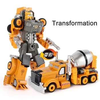 Transformacijos Robotas Automobilių Metalo Lydinio, Inžinerijos, Statybos, Transporto, Sunkvežimio Modelis Ekskavatorių Žaislų 2 in 1 Vaikas Krano Dovanos