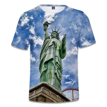 JAV Vėliavos, marškinėliai 3d Tshirts Vyrams, Moterims Vaikas Laisvės Statula T-shirt