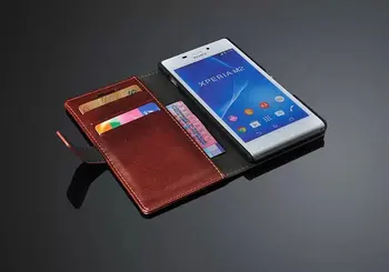 M2 kortelės laikiklio dangtelį atveju Sony Xperia M2 s50h D2305 D2303 odinis telefono dėklas ultra plonas piniginės flip cover