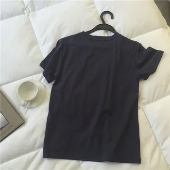 Vasaros moterų marškinėliai viršuje pagrindinio atsitiktinis širdies formos laiške spausdinimo raundo kaklo trumpomis rankovėmis T-shirt
