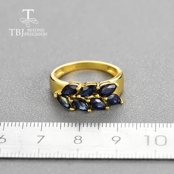 Safyras žiedai natūralus akmuo su 925 sterlingas sidabro geltonojo aukso žiedai, bižuterijos gražus vestuvių dovana moterims