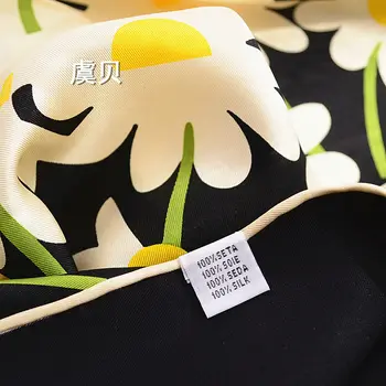Natūralus grynas šilkas juoda skara su gėlių 86*86 didelių kvadratų daugiafunkcinis šalikas puikus kerchief kaklo skara dovana moterims