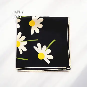 Natūralus grynas šilkas juoda skara su gėlių 86*86 didelių kvadratų daugiafunkcinis šalikas puikus kerchief kaklo skara dovana moterims