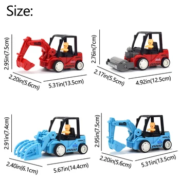 Vaikai Automobiliai Žaislai Diecast Inercinės Traukti atgal Inžinerijos Transporto priemonės Mini Buldozeris Kelių ritinio Ekskavatorių Plastikiniai Modelis Žaislai Berniukams