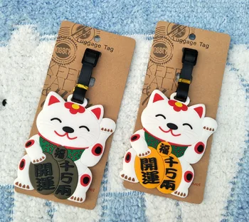 IVYYE Likimo Katės Anime Kelionės Reikmenys, Bagažo Žymeklis Lagaminą ID Adresą Nešiojamų Žymes Turėtojas Bagažo Etiketės Naujas