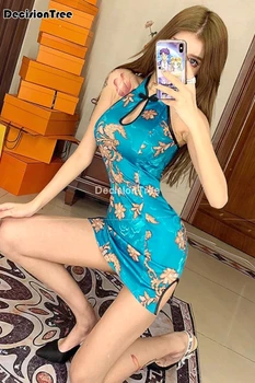 2021 kinų suknelė spausdinti qipao suknelė backless apynasrio seksualus tuščiaviduriai iš cheongsam moterų vakare šalies klubas dėvėti pagerėjo qipao