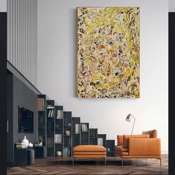 Citon Jackson Pollock《Kibirkščiuojantis Medžiagos》Drobė, Aliejus, tapyba Pasaulyje Garsaus Kūrinio Plakato Nuotrauką Sienų Dekoras Namų Puošybai