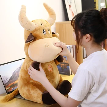 Animacinių Filmų Ruda Karvė Pliušinis Žaislas Talismanas Mielas Bull Minkštas Pliušinis Lėlės Pagalvė Pagalvės Vaikams Wtudent Kūrybingi Gimtadienio, Kalėdų Dovana