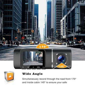 1080P HD Car DVR Camera, Dual DashCam Priekiniai+Viduje Automobilio, Diktofonas, Fotoaparatas Skaitmeninis Vaizdo įrašymo Kameros 310° Plataus Kampo