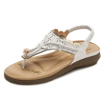 Nove letnie czechy sandały buty kobieta moda kalnų krištolas plaża miękkie sandały na płaskim obcasie elastyczna opaska