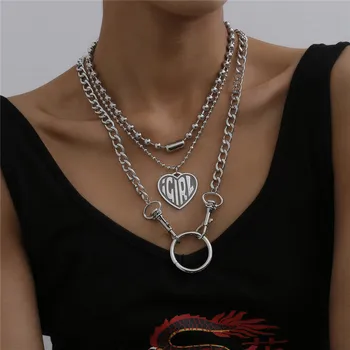 2020 Mados Moterų Simbolis Merginos Sutraiškyti Choker Širdies Pakabukas Karoliai Moterų Unif Sunkiųjų Gotikos Streetwear Papuošalai