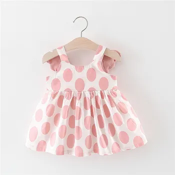 Vasaros Korėjos Naujagimių Drabužiai, Vaikiška Mergaičių Suknelės Mielas Dot Rankovių Medvilnės Paplūdimio Baby Princess Dress Kūdikių Drabužiai Nustatyti 001