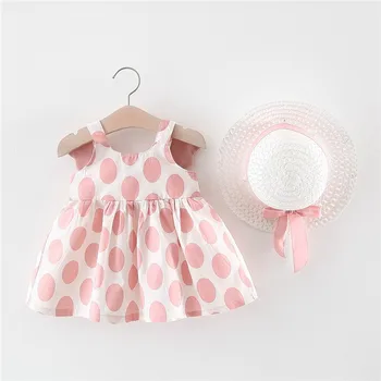 Vasaros Korėjos Naujagimių Drabužiai, Vaikiška Mergaičių Suknelės Mielas Dot Rankovių Medvilnės Paplūdimio Baby Princess Dress Kūdikių Drabužiai Nustatyti 001