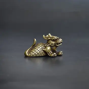 Surinkimo archaize žalvario dragon žuvų mažas statula