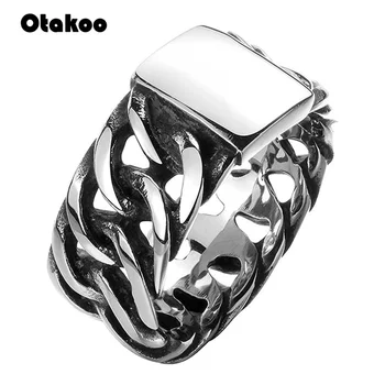 Otakoo titano plieno Gotikos grandinės žiedas asmenybės šviesą žiedas vyrams iš nerūdijančio plieno žiedas papuošalai