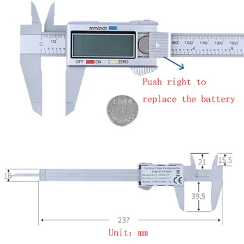 0-150mm Skaitmeninių Elektroninių Anglies Pluošto Vernier Suportas Gabaritas Mikrometro Matavimo Priemonė su plastikinę dėžutę