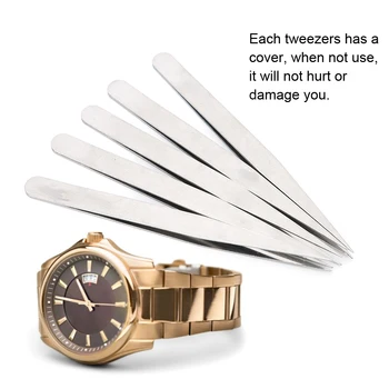 5vnt/Set Legiruotojo Plieno Tweezer Didelio Tikslumo Aštrių Patarimas Tiesiai Tweezer Nipper Laikrodis Dalis Žiūrėti Remonto Įrankis Watchmaker 13,5 cm