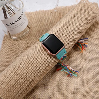 Nailono diržas apple watch band 44mm 42mm iwatch juosta 40mm 38mm rankų darbo Pynimas spalvinga apyrankė correa iwatch 
